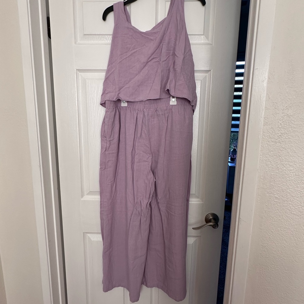 Lavender Sleeveless 2 piece linen set